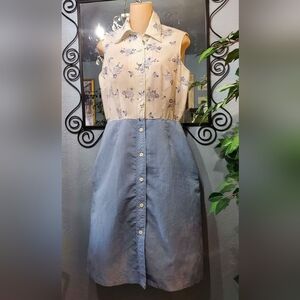 VTG 70's California Girl Dress & Blazer Floral & Blue Plaid 2 Side Pockets